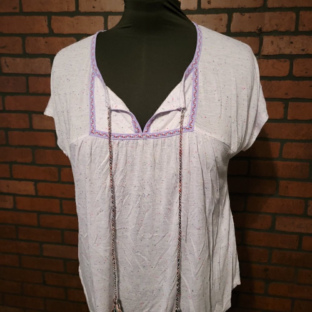 New direction womans peasant short sleev tshirt top